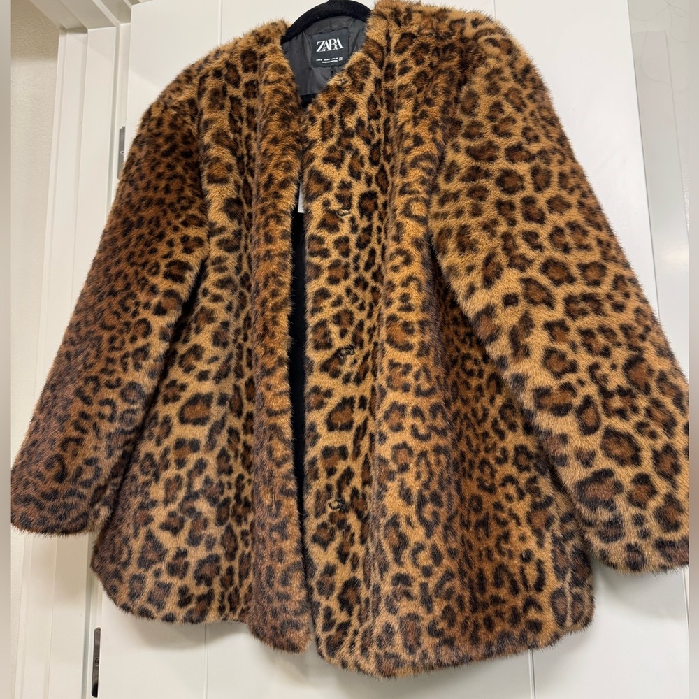 Zara faux leopard coat